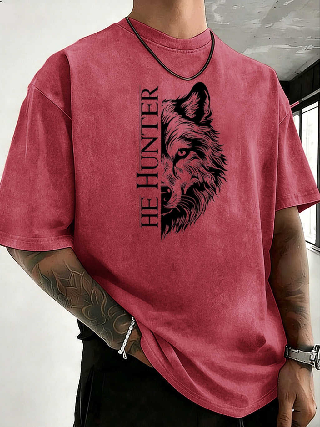 Vintage Washed Loose Double-Faced Print T-Shirt with Letter Pattern, Unisex Classic Basic Style, Soft And Durable Short Sleeve, Suitable for Students And Office Workers - Red