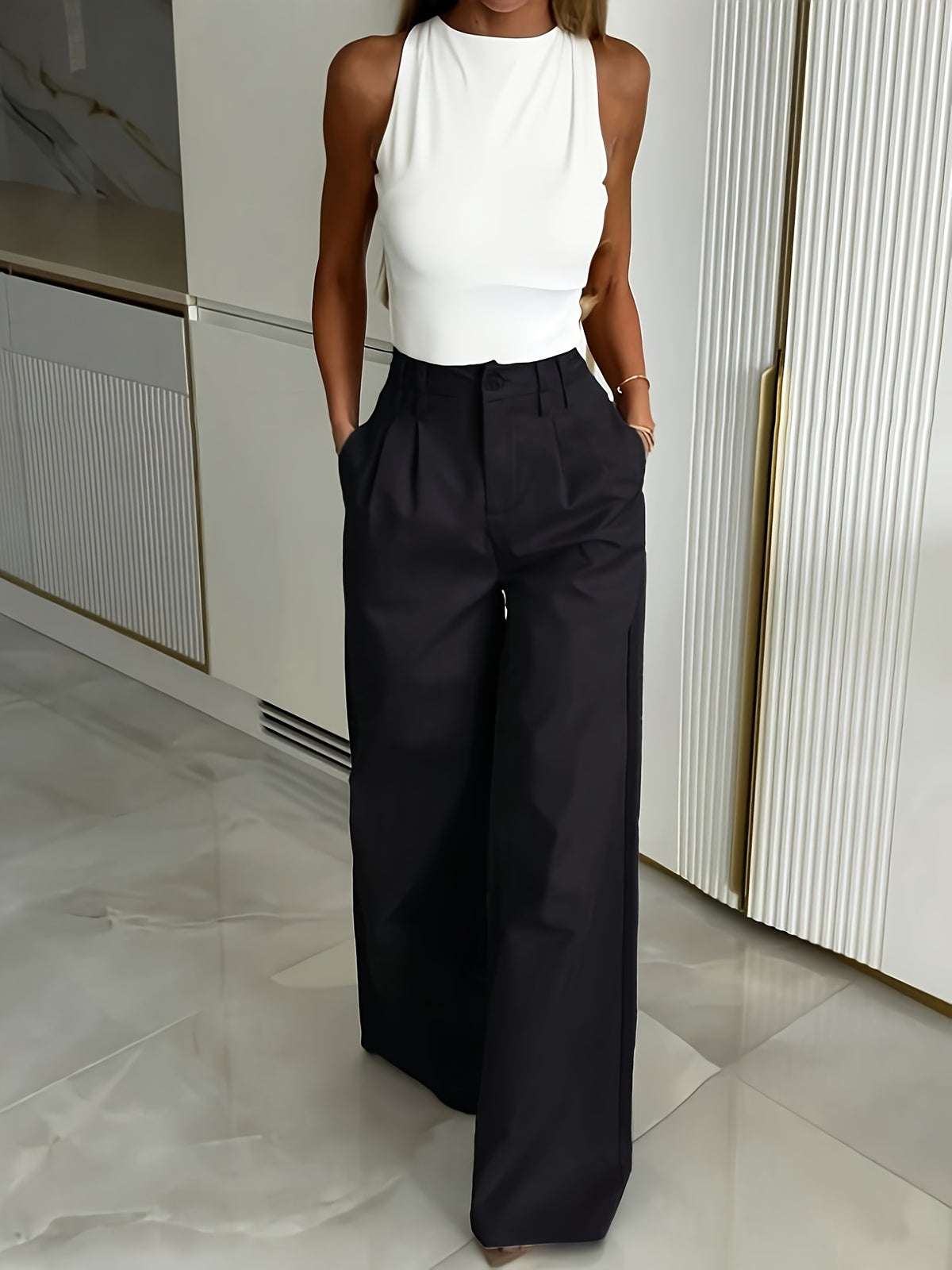 Women's Trousers, Casual Commuter All-Season Suit Pants - Black