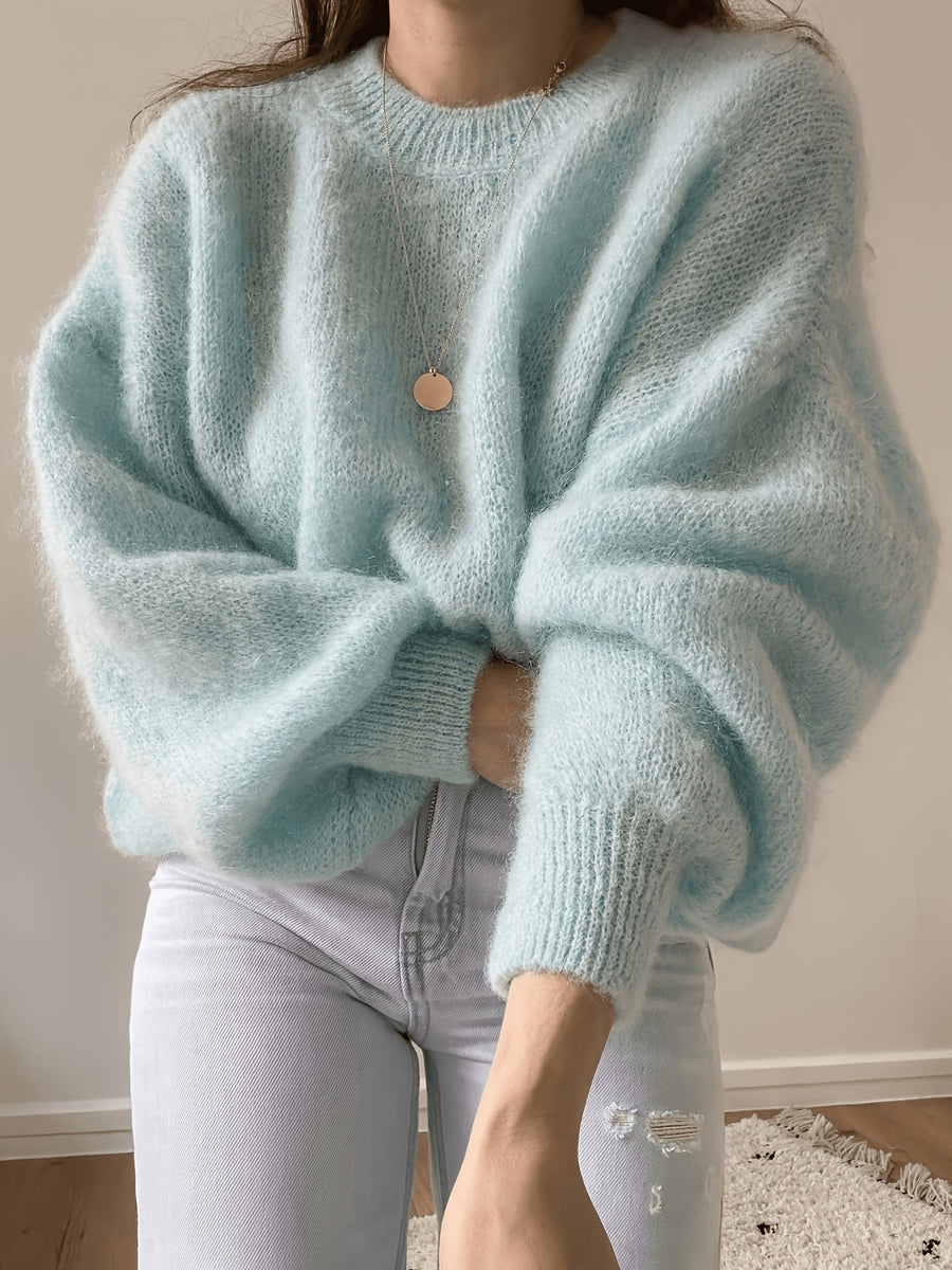 High-quality Sweater with a Soft Texture, Offering Comfortable and Loose-fitting Wear. The Elegant Design Is Suitable for Autumn and Winter Seasons, Especially for Warm Weather. Elegant Party Women's Wear, Festive Attire for Women, and Casual - Viridity