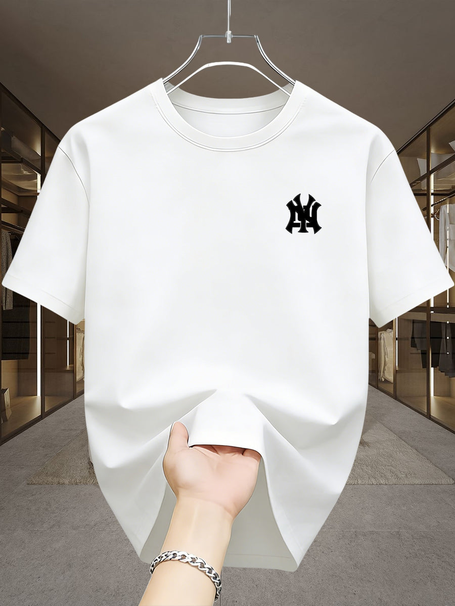 Men's Casual Daily Minimalist Style / Vintage NY Team Letter Small Logo Graphic Print Men's Daily Outing Streetwear Slimming Base Layer Short Sleeve - White