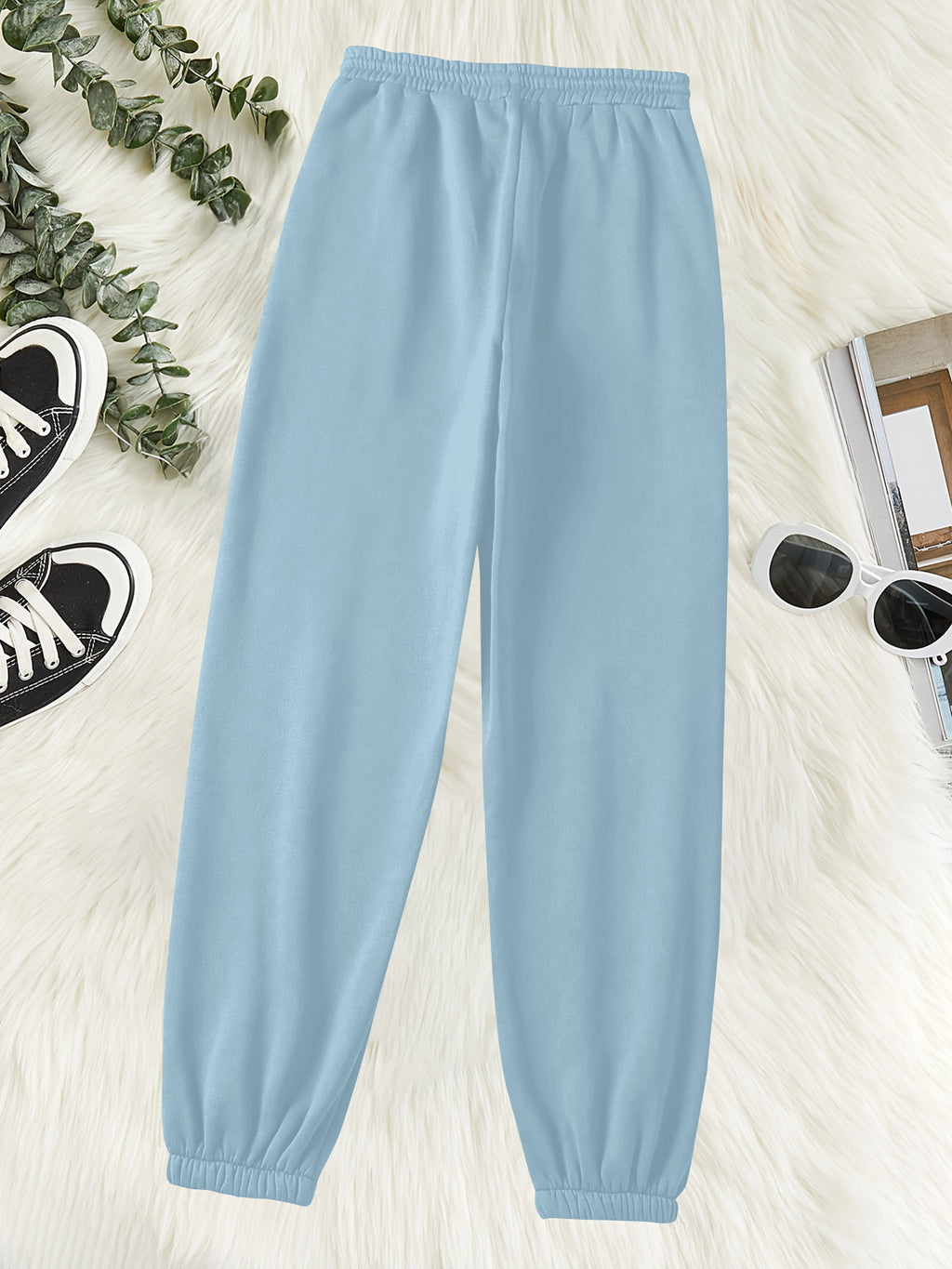 MOUNTAIN, Women'S Casual Sweatpants, Autumn Winter Trendy Fashion Printed Loose Breathable Versatile Fleece-Lined Thickened Warm Sweatpants - Sky Blue