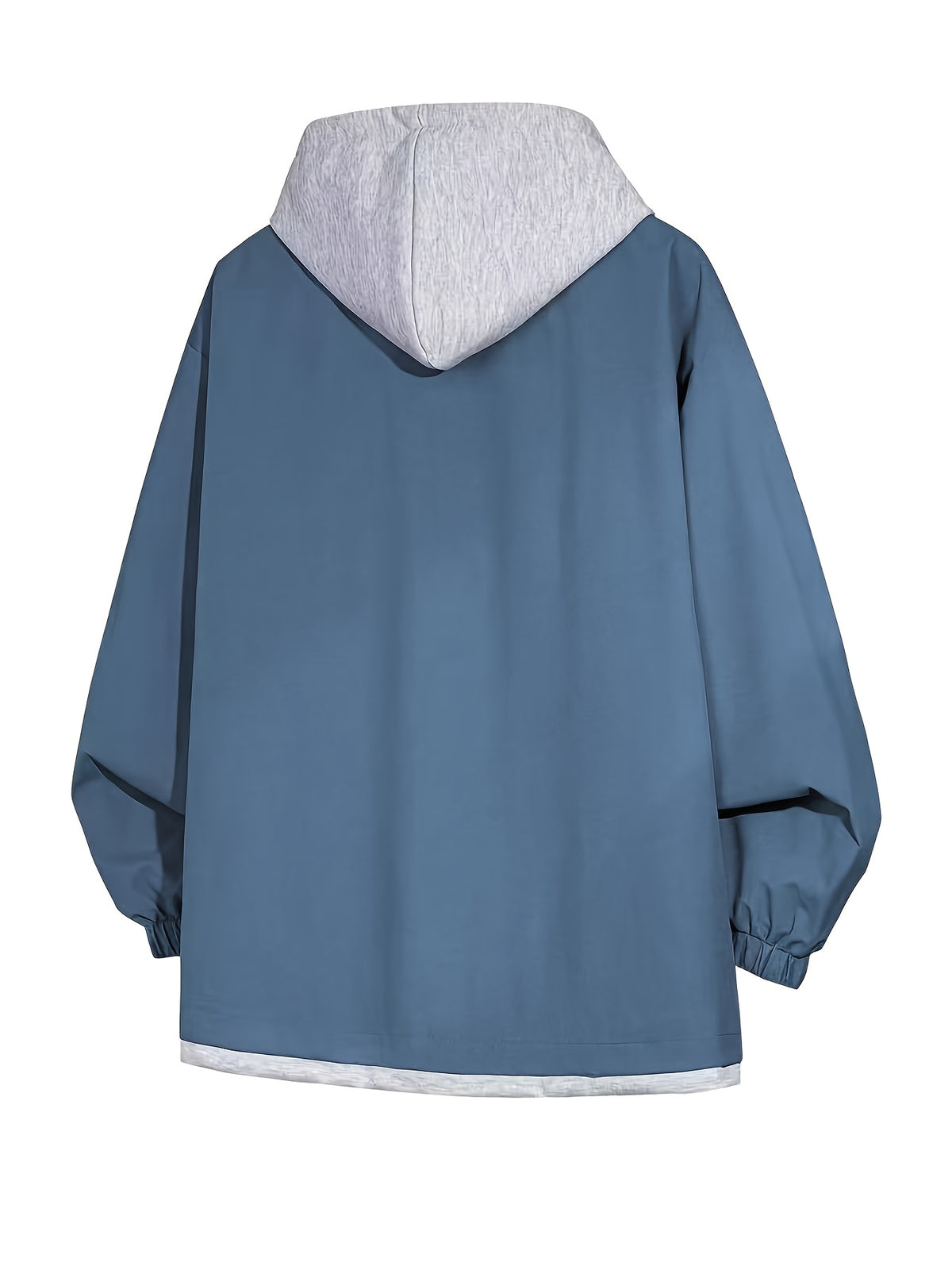 New Women's Casual 2-in-1 Look Workwear Trench Coat, Loose American-Style Hooded Jacket Outerwear Top - Dark Blue 1