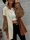 Women'S Leopard Print Tricolor Contrast Casual Jacket, Suitable for Work Commute And Daily Casual Wear, Spring Autumn Winter Style - Mixed colors