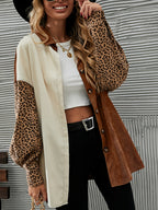 Women'S Leopard Print Tricolor Contrast Casual Jacket, Suitable for Work Commute And Daily Casual Wear, Spring Autumn Winter Style - Mixed colors