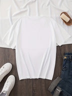 Women'S Fashion Pattern Printed T-Shirt, Round Neck Top, Casual Short Sleeve Top, Comfortable And Soft Knitwear - White
