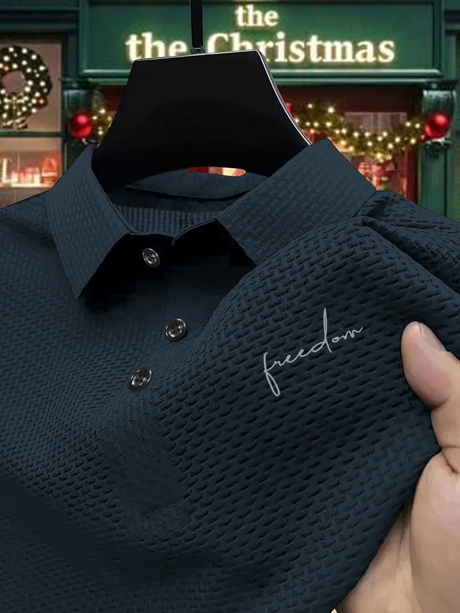 New Fabric Men'S Top, Printed Polo Shirt with Pleat-Press Craft, Premium Summer Sports-Casual Short-Sleeve Solid-Color T-Shirt, Half-Sleeve Top, Ideal for Golf, Fishing, Basketball, Fitness, And Beach Occasions - Navy Color