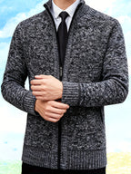 Autumn and Winter Casual Sweater Cardigan Jacket for Men, Thick Zipper Jacket with a Slightly Loose Three-dimensional Cut, Hiding Flesh and Slimming Without Dragging, Easily Creating a Fashionable Business Image (only Includes 1 Jacket) - Dark Gray
