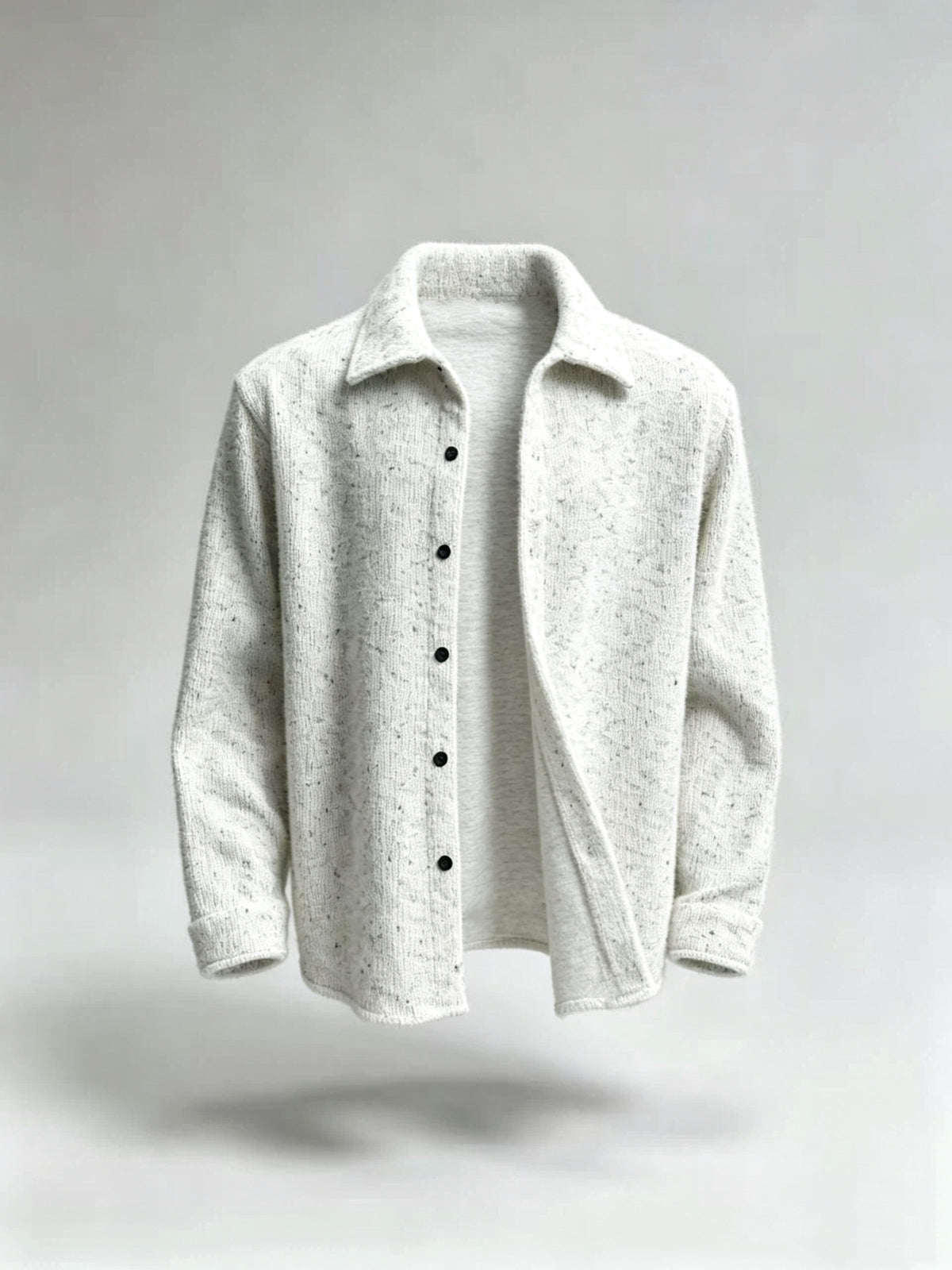 Men's Gradient Color Striped Knit Button Shirt Jacket, Lapel Collar Loose Casual Cardigan Long Sleeve Outerwear for Spring Autumn Daily Wear - Color Dots
