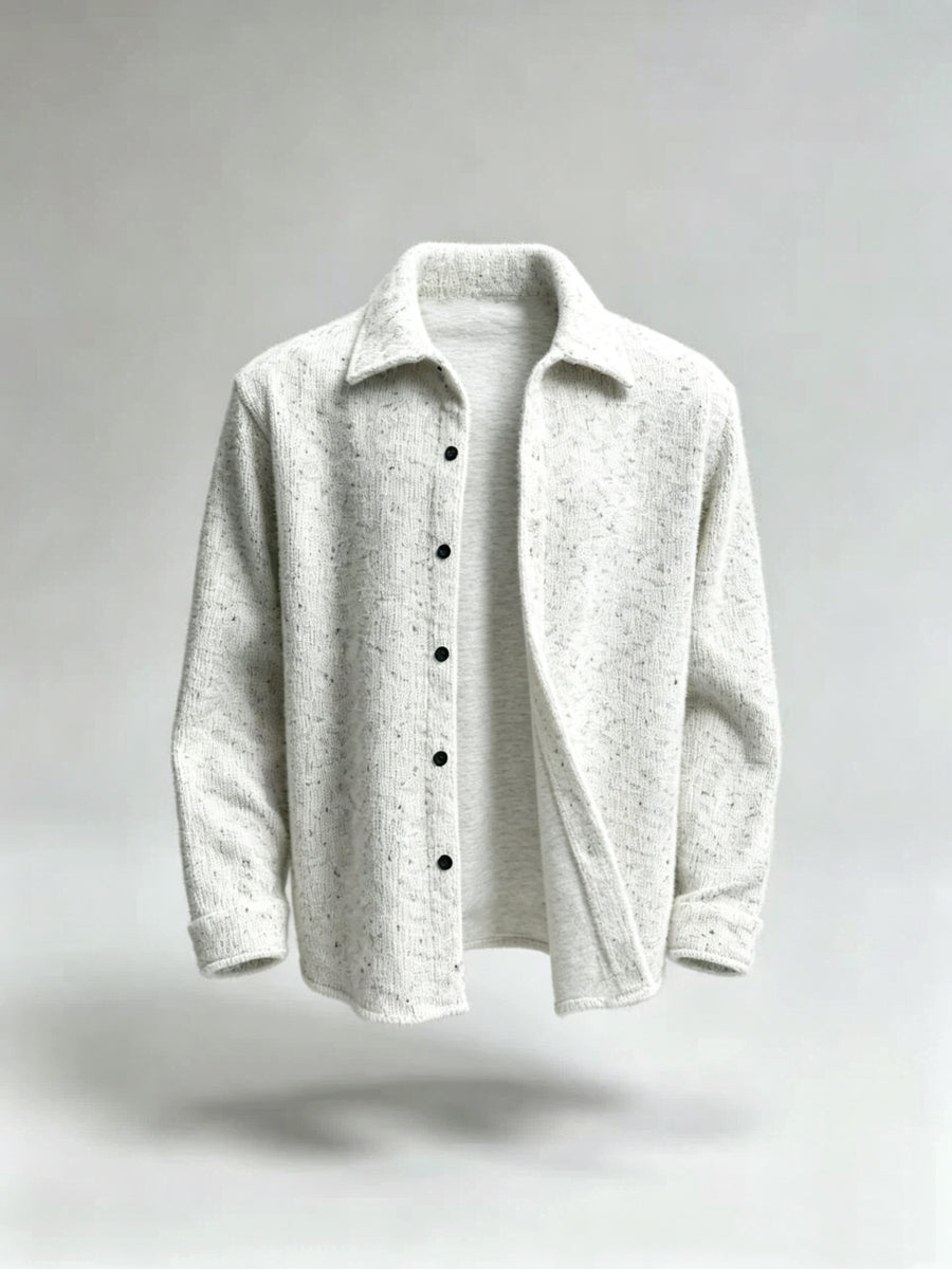 Men's Gradient Color Striped Knit Button Shirt Jacket, Lapel Collar Loose Casual Cardigan Long Sleeve Outerwear for Spring Autumn Daily Wear - Color Dots