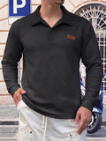 Pring/Autumn New Men's POIO Shirt Fashionable And Atmospheric Casual Knit Jacquard T-Shirt Men's Clothing - Black