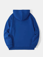 Men's -Lined Hooded Sweatshirt, Casual Versatile Fashion Streetwear Pullover Hoodie - Royal Blue