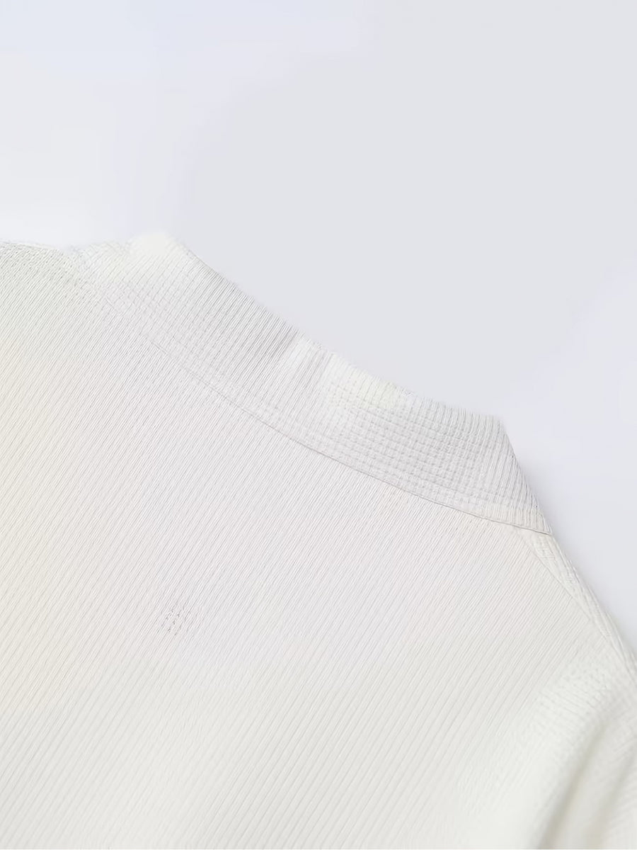 Men'S Waffle Texture Lapel Jacket - Minimalist Letter Print - Premium Texture And Layered Feel - Soft, Breathable, Comfortable, Versatile - Functional Pockets for Storage - Ideal for Business Commute, Casual Wear, And Travel - White