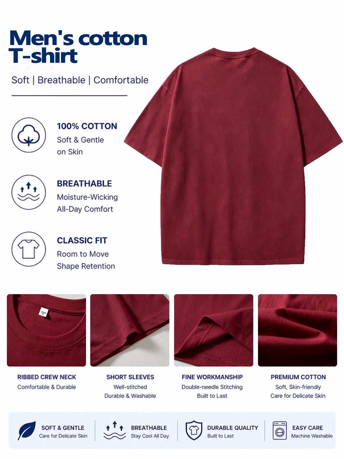 Unisex Summer Loose Round Neck Short Sleeve T-Shirt, Suitable for Daily Commute, Street Outings, City Travel, And Gatherings, Large Superman S Logo Hand-Drawn Sketch Print on Back, Small Pattern on Chest, Easy Artistic Atmosphere - Burgundy