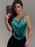 Women'S Fashion Sexy Printed Cami Top - Dark Green