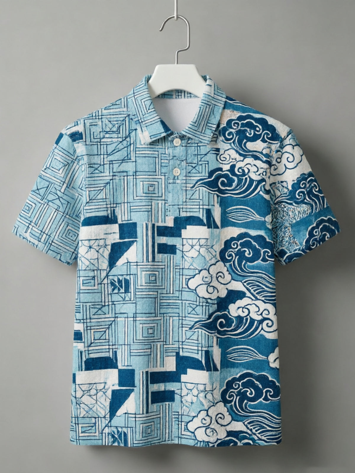 Digital Print - New Short Sleeve Polo Collar Men'S Digital Print All-Over Design Cool Summer Men'S Top [Print Design-Not Textured] - Mixed Color C