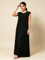 1pc Solid Color Elegant Casual Spring Autumn Suitable for Women'S Daily Base Layer Vest Abaya Muslim Dress Robe Summer Abaya - Black