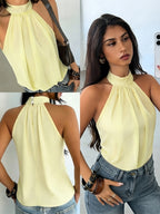 Laid-back Style Women'S Halter Vest - 【Light Yellow】