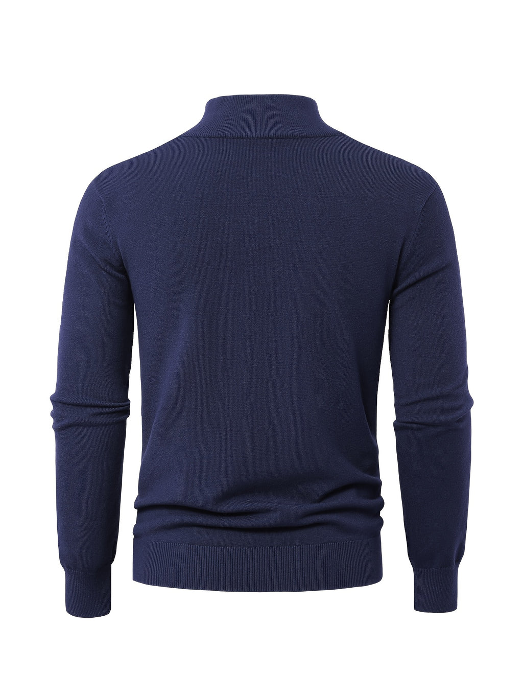 2025 New Men's Casual Solid Color Knit Zip-Front Sweater - Thickened Warm Top - Fashionable Minimalist Style with Medium Stretch for Daily Comfort, Men's Essential Cold-Weather Item, High-Quality Autumn/Winter Fashionable and Mature Pullover - Royal Blue