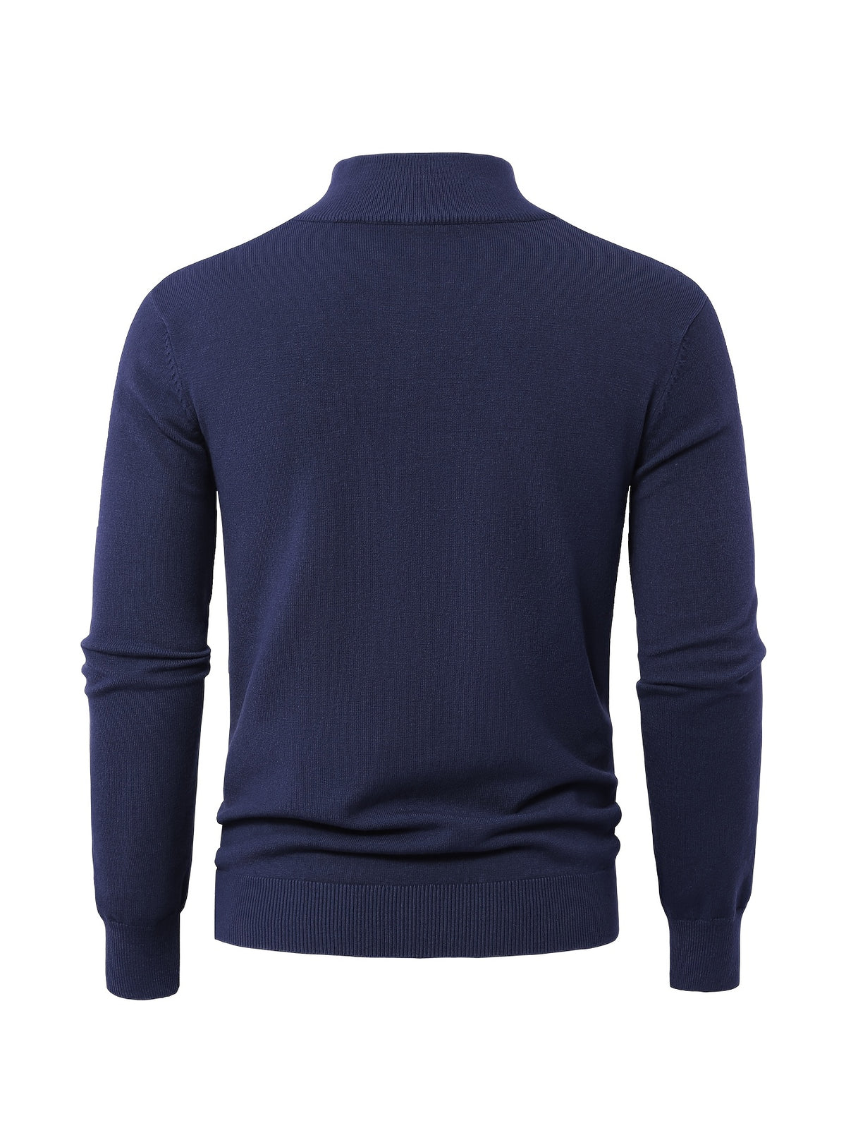 2025 New Men's Casual Solid Color Knit Zip-Front Sweater - Thickened Warm Top - Fashionable Minimalist Style with Medium Stretch for Daily Comfort, Men's Essential Cold-Weather Item, High-Quality Autumn/Winter Fashionable and Mature Pullover - Royal Blue
