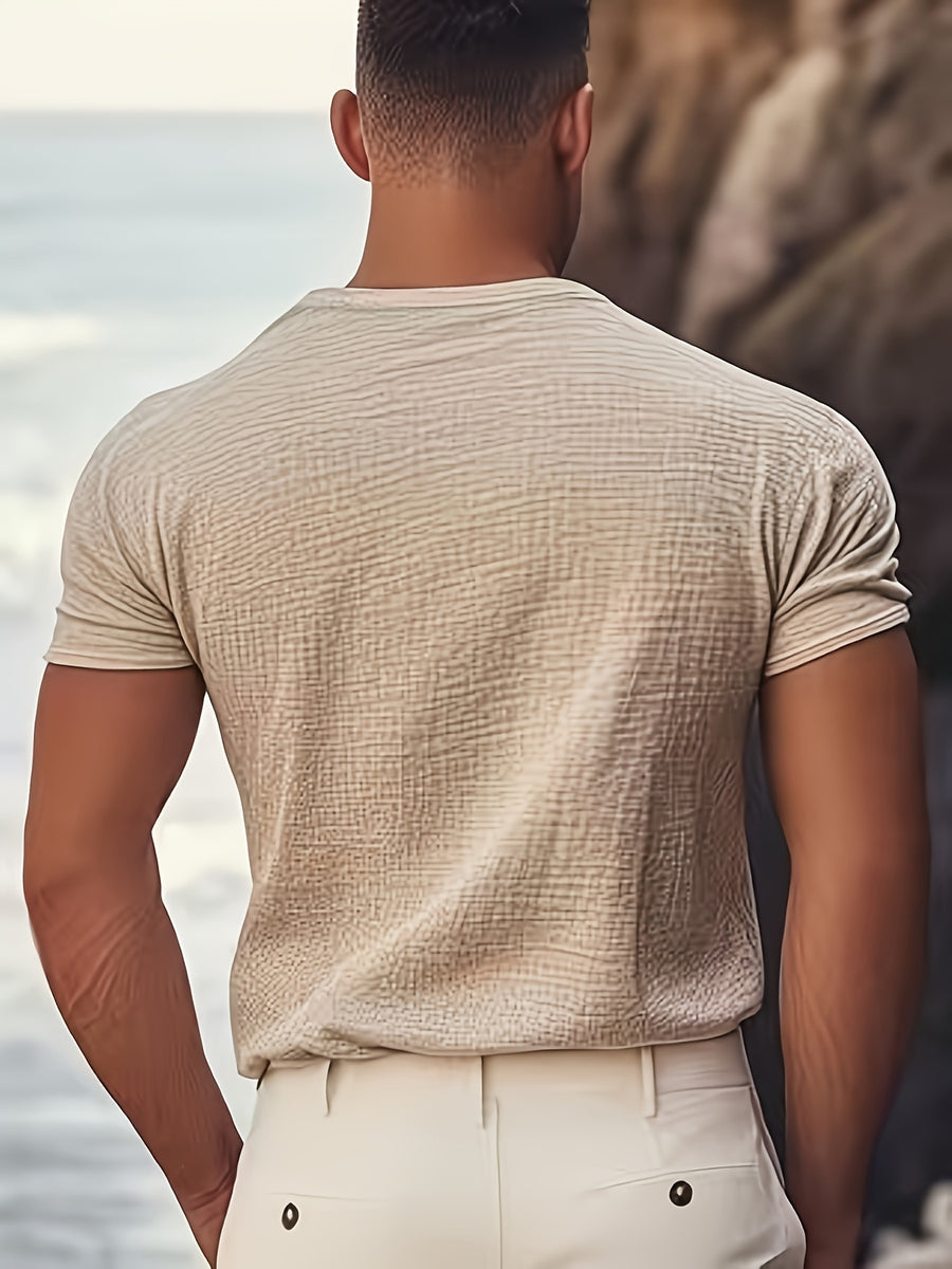 Men'S Solid Light Thin Style Top, Refreshing for Summer, Essential Short Sleeve Top - Antlers
