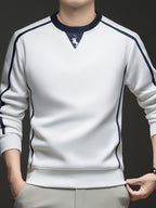 Autumn/Winter Regular Style Comfortable and Warm Men's Crew Neck Long Sleeve Sweatshirt, Versatile for Daily Wear - SINBOS - White
