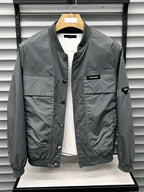 Men's Jacket Outerwear Spring/Autumn Top Workwear Patchwork Casual Trendy Baseball Jacket Short Versatile Style - Grey