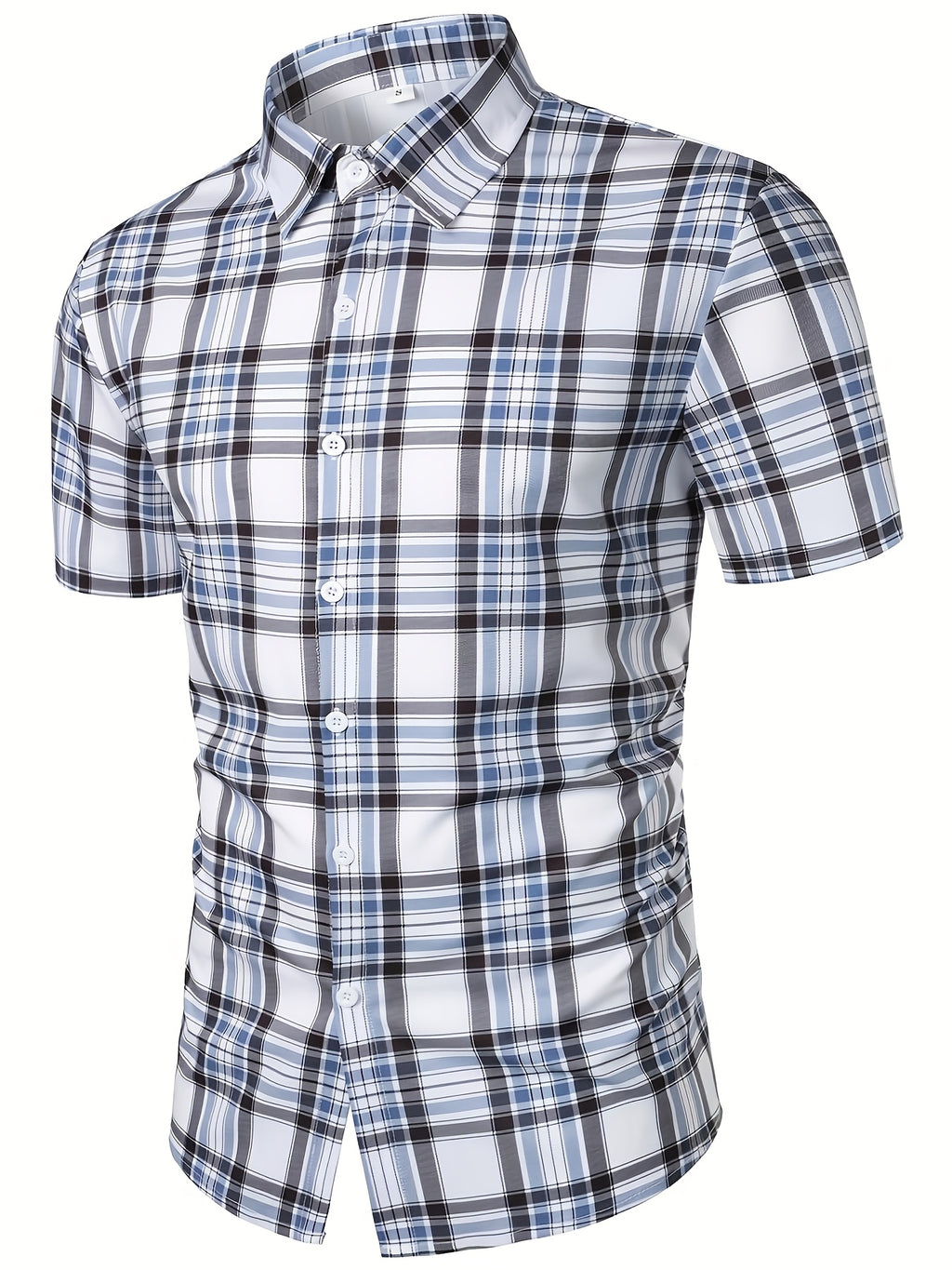 Men's Hawaiian Casual Vacation Plaid Button-Up Short Sleeve Shirt - Multicolor