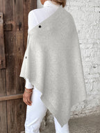 A Versatile Cape That Can Be Styled in Various Ways Throughout The Year, Featuring an Elegant Design, Solid Colors, Buttons, And Suitable for Air-Conditioned Environments - Silvery Grey