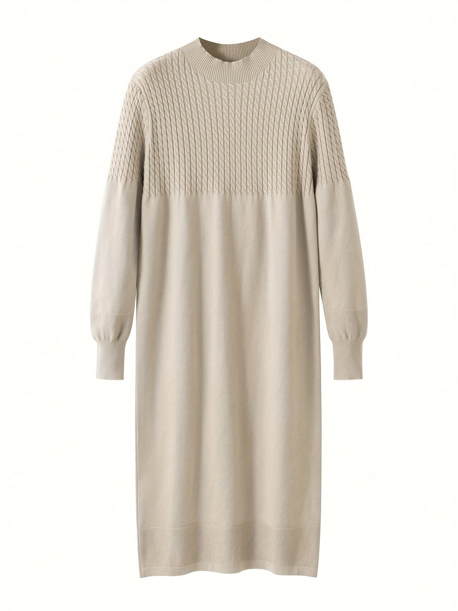 Autumn Winter Fashion Women Sweater Dress Casual Long Sleeves Dresses - Apricot