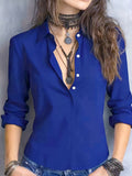 Elegant Long-sleeve Blouse for Women, Suitable for Spring and Summer, Ideal for Business Commuting - Navy Color