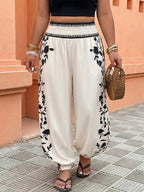 Women'S Casual Printed High-Waist Ankle Length Trousers, Suitable for Spring/Summer Daily Wear And Vacation - Apricot