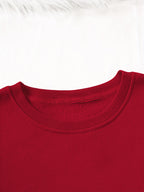 Women'S Casual Fleece-Lined Sweatshirt with a Round Neck And Matching Elastic Sports Pants Featuring a Leopard Print Design, Perfect for Autumn And Winter - Red-Black
