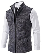2pcs Spring/Autumn Style Sweater Knit Vest Zipper Cardigan with Real Pockets, Solid Color, Unisex Vest - E7015L+K