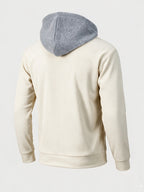 [Qiaoximei OBM] Autumn Winter New Men'S Solid Color Corduroy Detachable Hooded Cargo Jacket, Fashionable And Versatile for Work Scenarios, Practical Outerwear - Off-white