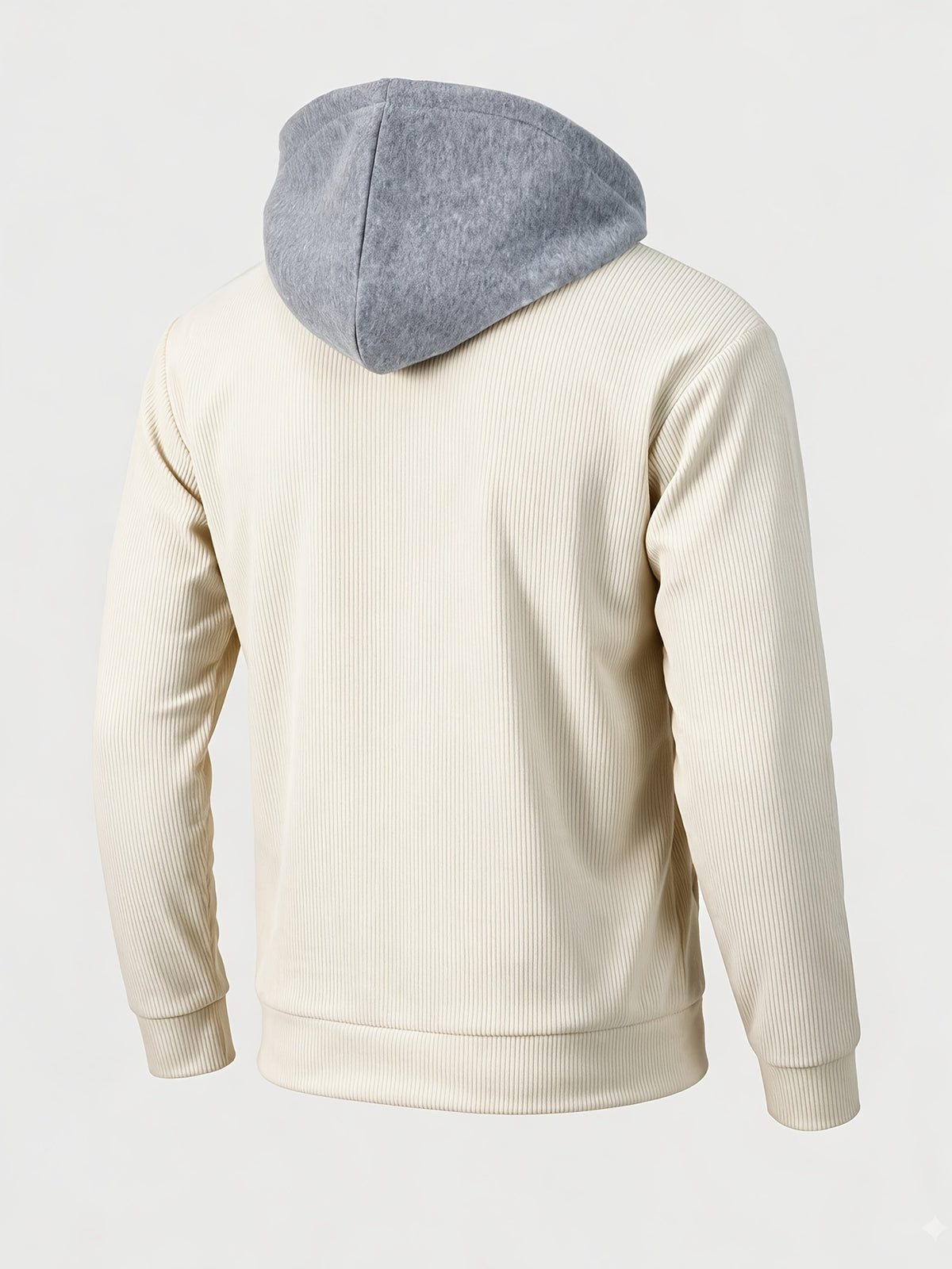 [Qiaoximei OBM] Autumn Winter New Men'S Solid Color Corduroy Detachable Hooded Cargo Jacket, Fashionable And Versatile for Work Scenarios, Practical Outerwear - Off-white
