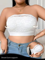 Lace-paneled Plus-size Women's Bra with Side-release Buckles, Wire-free Bralette, Casual and Comfortable, Beautiful Back Design, Thin S Style - White