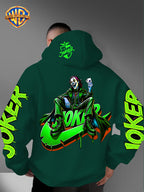 Warner Bros. American Trendy and Cool Hook, Hisley Jay Joker, JOKER Splashed Ink Graffiti Print Hooded Sweatshirt, with Adjustable Drawstring, Comfortable and Warm, Fashionable and Versatile Men's Casual Sweatshirt - Green