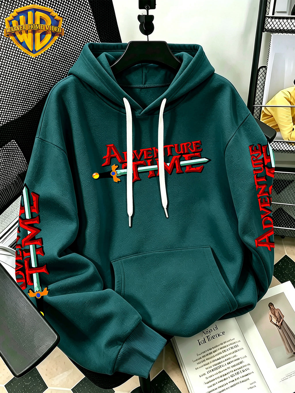By Warner Bros., 2026 New Adventure Treasure Print, Men's Hoodie, Hooded Sweatshirt, Kangaroo Pocket and Drawstring Hat, Suitable for Daily and Outdoor Sports Wear, Autumn and Winter Warm Jacket, Fashionable Jacket - Green