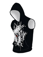 Men's Hooded Sleeveless Top with Stylish Wolf Head Print, Comfortable & Breathable Sports Vest for Daily Fitness, Trendy Casual Wear, Perfect for Gym and Outdoor Activities, Fashionable Design - Mixed colors
