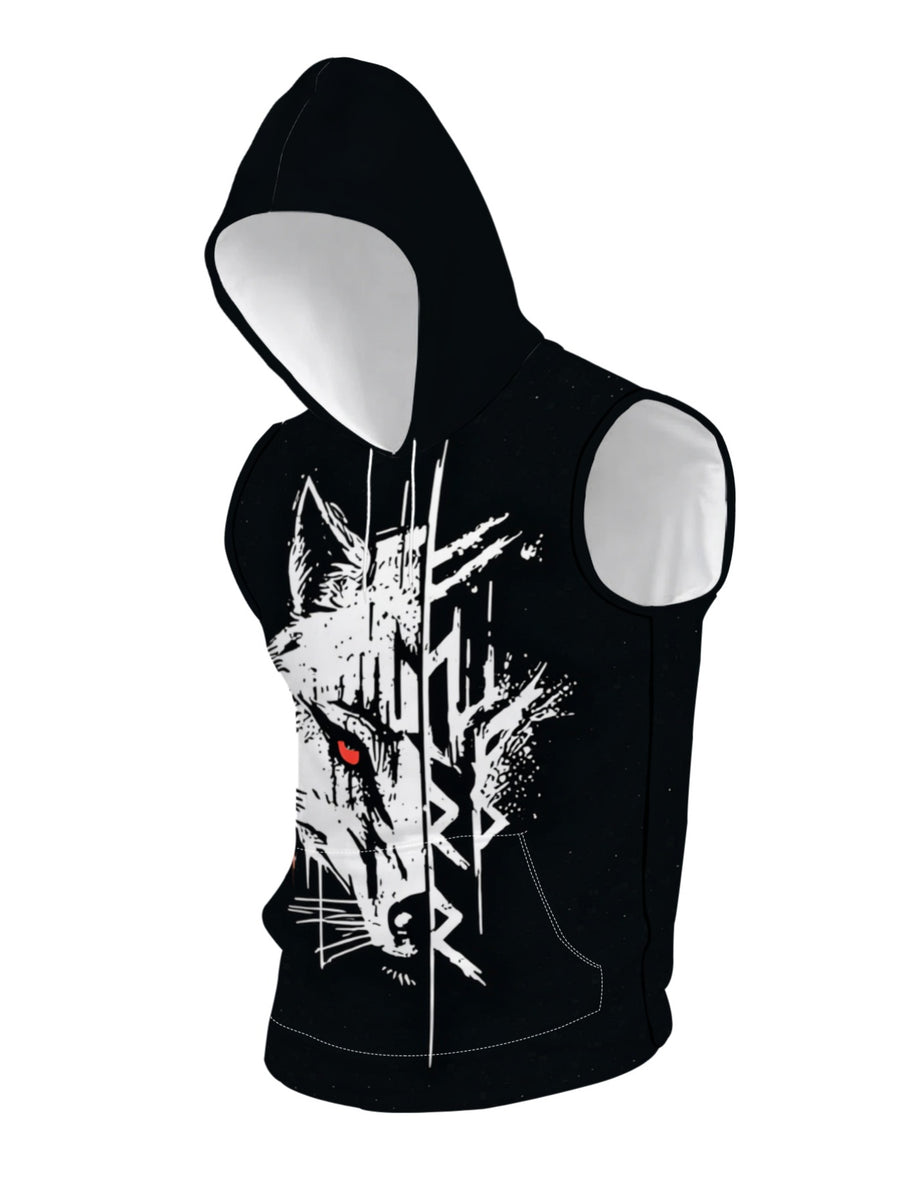 Men's Hooded Sleeveless Top with Stylish Wolf Head Print, Comfortable & Breathable Sports Vest for Daily Fitness, Trendy Casual Wear, Perfect for Gym and Outdoor Activities, Fashionable Design - Mixed colors