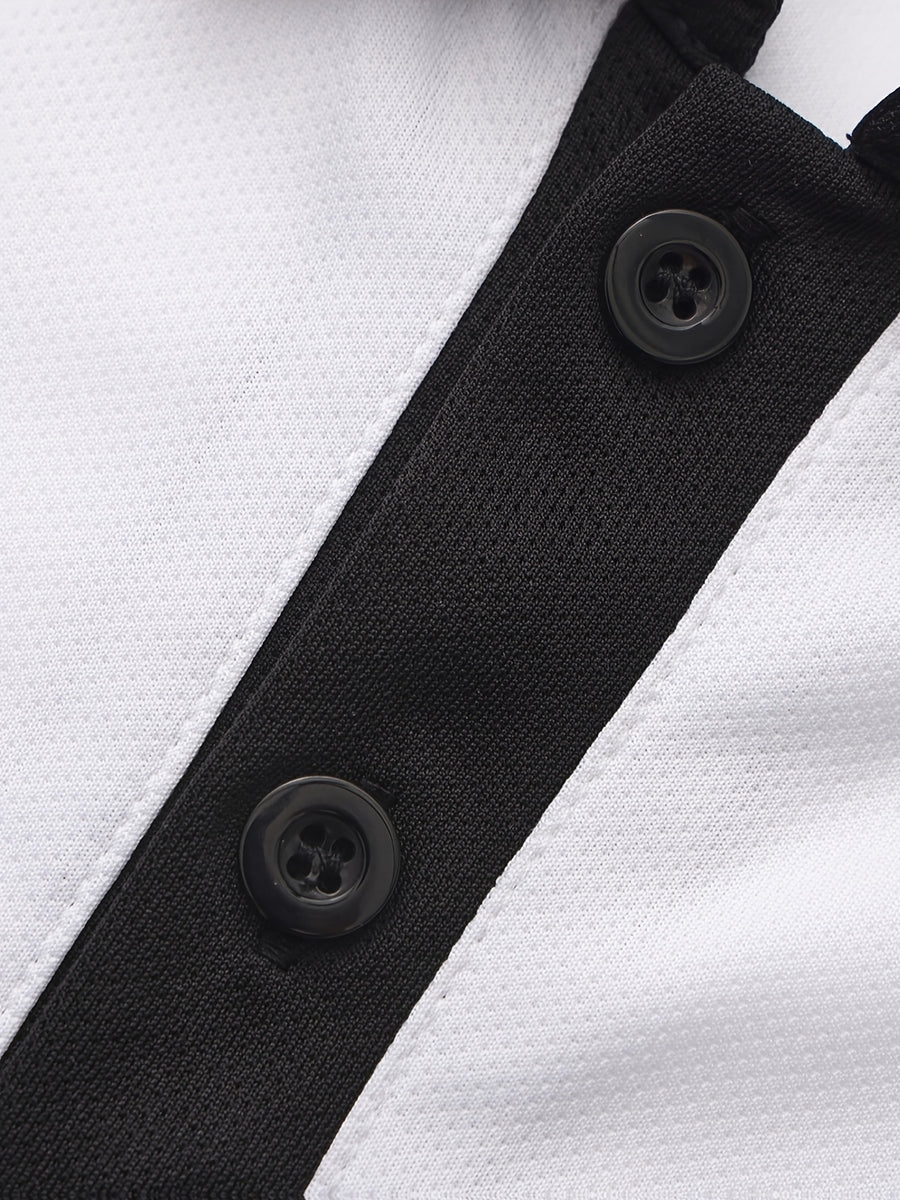 Men'S Casual Sports Solid Polo Shirt with Short Sleeves - White