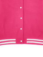 Women'S Baseball Jacket, Loose Casual Color-Blocked Coat, Letter Print Top For, Versatile Cardigan for Spring And Autumn in Korean Style - Rose Red