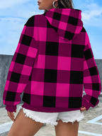 Women's Long Sleeve Drawstring Sweatshirt, Casual Loose Fit Pocket Sweatshirt - Mixed colors