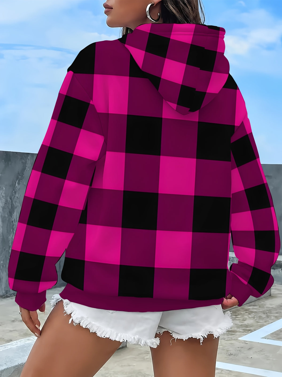 Women's Long Sleeve Drawstring Sweatshirt, Casual Loose Fit Pocket Sweatshirt - Mixed colors