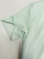 Men'S Striped Shirt Easy Print, Breathable Striped Summer Shirt, Stand-Up Collar Design Suitable for Beach Outings And Daily Casual, Beach Shirt, Outdoor Leisure, Soft Texture, Vacation Wear - Light Green