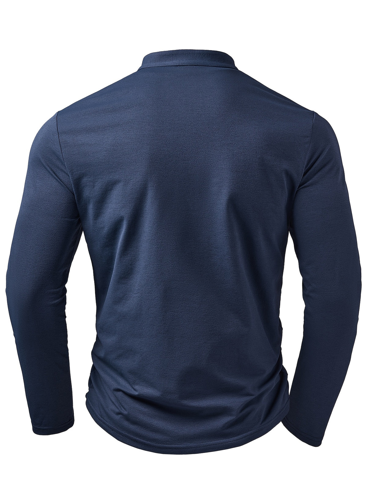 Men'S Fashion Top, Autumn Winter Outdoor Casual Sweater, Color-Block Patchwork Round Neck Single-Button Chest Pocket Patchwork Long Sleeve Men'S Henley Shirt, Knit - Royal Blue