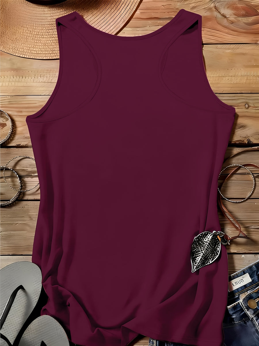 Arabic Numeral & '30' Letter Print Vest - All-Over Base Layer Suitable for Travel,, Outdoor | Machine Washable Sleeveless Top with Number | Casual Round Neck Wear for Streetwear and Year-Round Use - Fuchsia