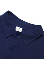 Retro Casual Men'S Long Sleeve Cardigan Shirt TOHATSU Logo Easy Letter Print Textured Loose Casual Shirt - Navy Color