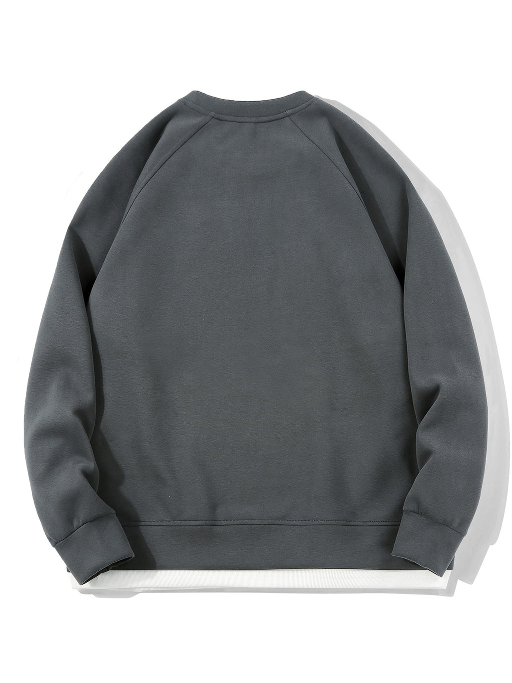 Autumn New Men'S Drop-Sleeve Casual Solid Color Sweatshirt Faux Two-Piece Hem, Men'S Round Neck Pullover, Niche Design Style - Dark Gray