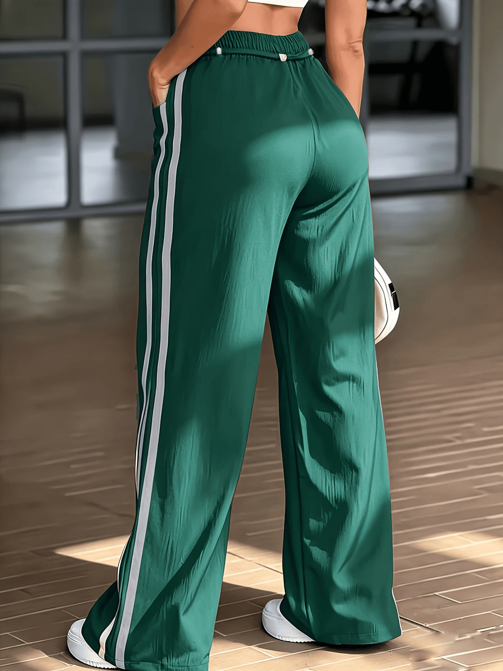 Women's Fashion - Long Trousers - Unique Waist Design for a Look, Daily Commute Style, Elegant, Fashionable, and Casual, Versatile for and All-Match Outfits, Suitable for Outdoor S, Japanese, Korean, European, and American Styles, Four Seasons - Dark Green